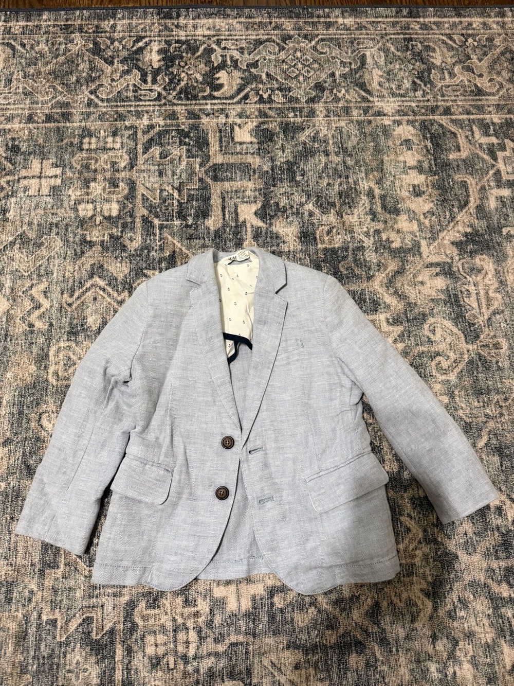 H&M Light Blue & White Anchor-Print Shirt